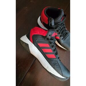 Adidas Cloudfoam Ilation 2.0 K Black Red High Top Basketball Shoes BB9964 Sz 4Y